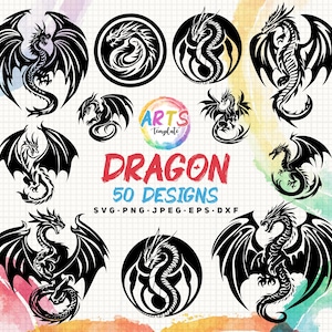 dragon bundle svg png jpeg eps dxf bundle silhouette cricut commercial use bundle dragon dragon vector dragon cricut dragon engraving svg