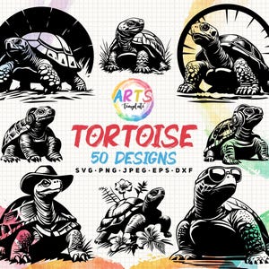 Tortoise SVG Bundle: Turtle Clipart, Vector Art Templates (Digital Download)