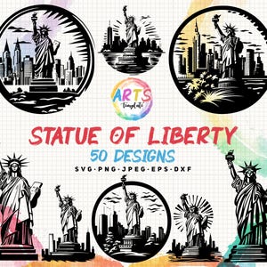 Statue of Liberty SVG Bundle: Silhouette Clipart, Cricut Vector (Digital Download)