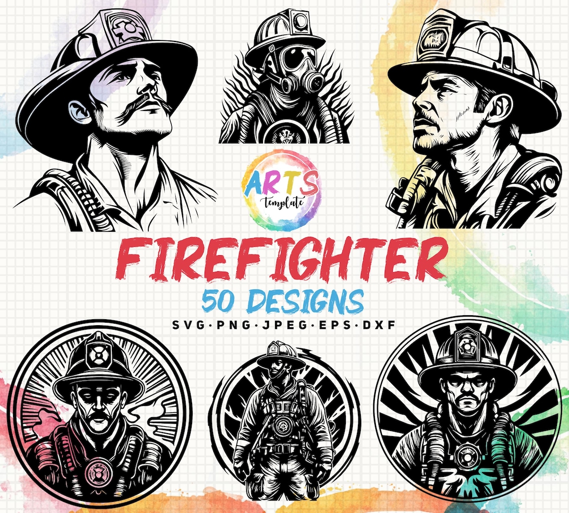 Firefighter Vector Art Bundle (svg, Png, Jpg, Eps, Dxf) - Etsy