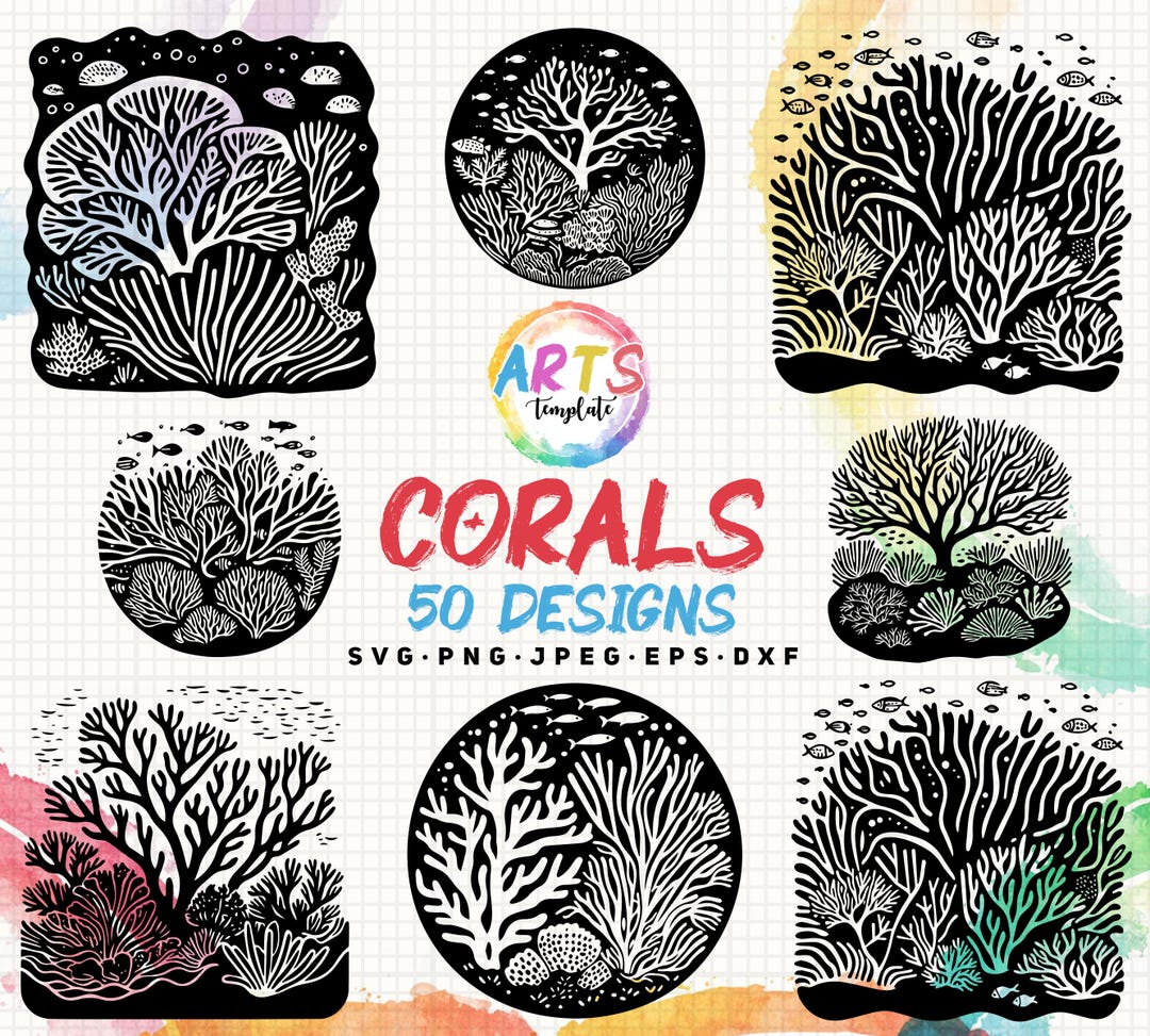Corals Bundle Svg Png Jpeg Eps Dxf Bundle Silhouette Clipart Cricut ...