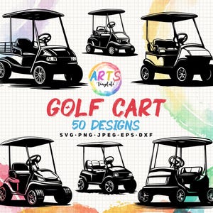 ゴルフカートバンドル svg png jpeg eps dxf バンドル シルエット クリップアート クリカット ベクター 商用利用 カスタム ゴルフカート アート テンプレート ゴルフ プレーヤー svg