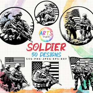 soldier bundle svg png jpeg eps dxf bundle silhouette clipart cricut vector commercial use custom soldier special usa forces art templates