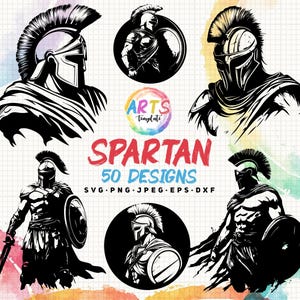 modelo de arte de pacote espartano svg png jpeg eps dxf pacote silhueta clipart vetor cricut uso comercial arquivo de corte personalizado de guerreiro espartano
