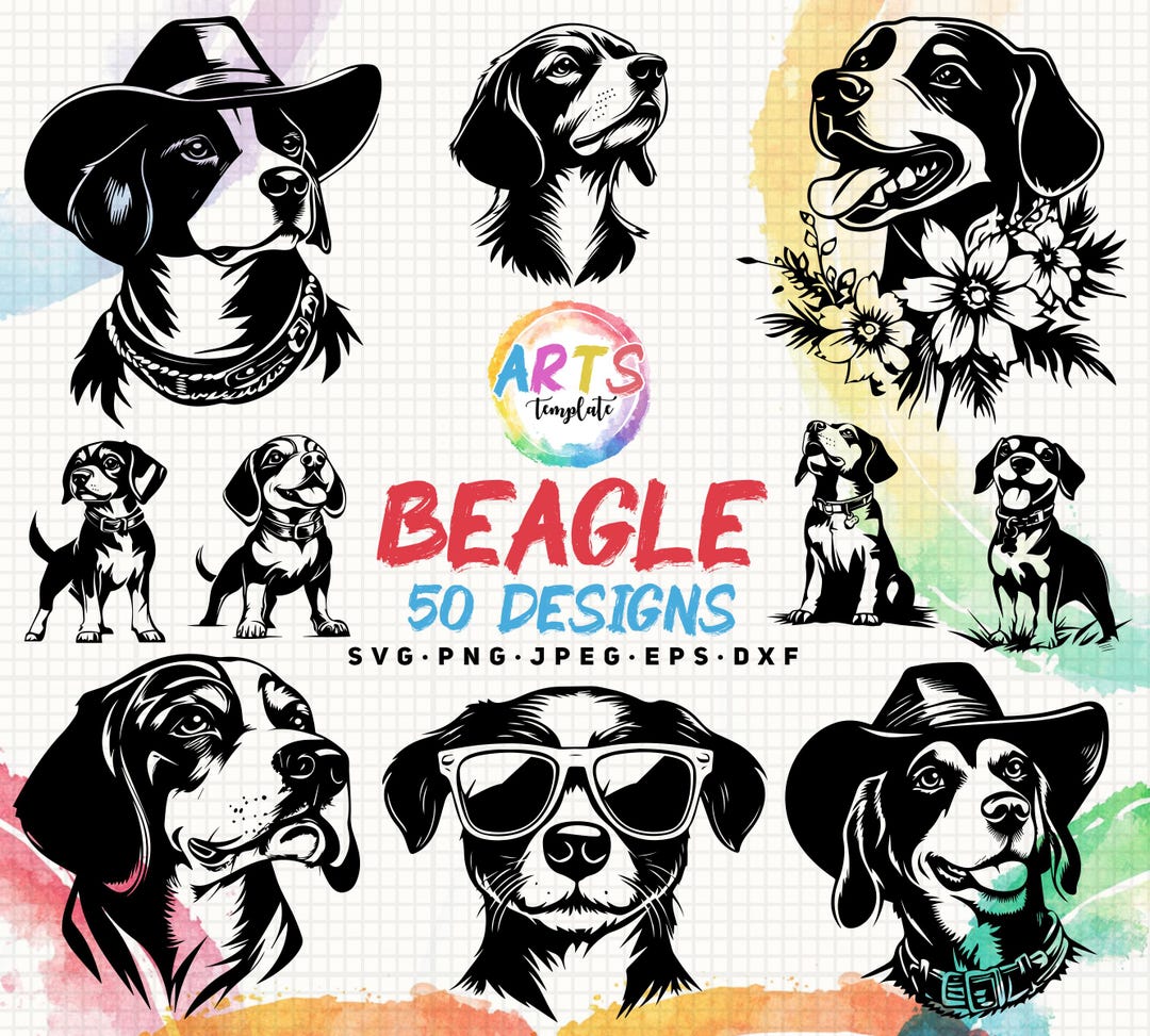 Beagle Bundle Svg Png Jpeg Eps Dxf Bundle Silhouette Clipart Cricut ...