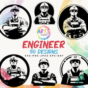 engineer bundle art template svg png jpeg eps dxf bundle silhouette clipart cricut vector commercial use custom engineer construction svg