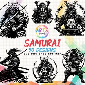 samurai warrior bundle svg png jpeg eps dxf bundle silhouette clipart cricut vector commercial use custom japanese warrior samurai armor svg