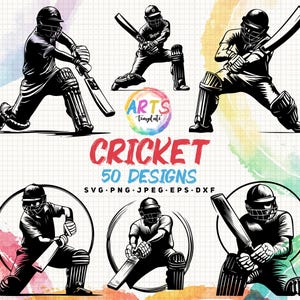 cricket bundle svg png jpeg eps dxf bundle silhouette clipart cricut vector commercial use custom cricket player art templates cricket svg
