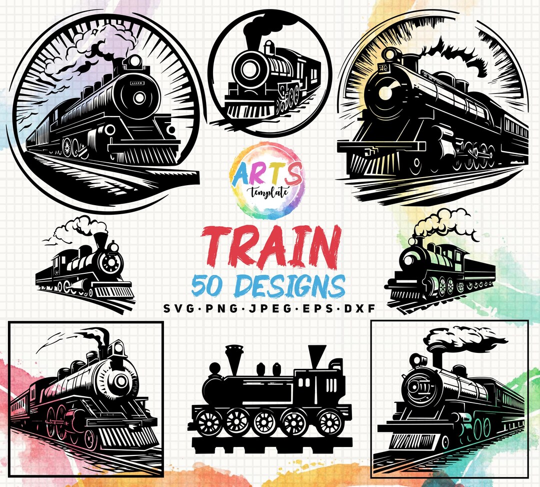 Train Bundle Svg Png Jpeg Eps Dxf Bundle Silhouette Clipart Cricut ...
