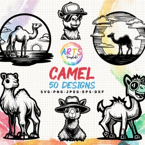 Camel SVG Bundle: Cowboy Desert Animal Clipart (Digital Download)