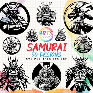 samurai bundle svg png jpeg eps dxf bundle silhouette clipart cricut vector commercial use custom samurai warrior samurai armor japanese svg
