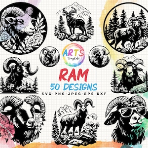 ram bundle svg png jpeg eps dxf bundle silhouette clipart cricut vector commercial use custom ram animal floral sunglasses ram animal svg