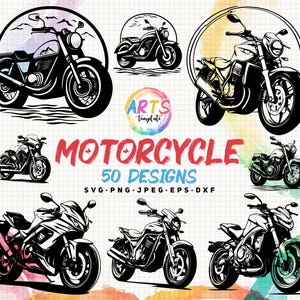 motorcycle bundle svg png jpeg eps dxf bundle silhouette clipart cricut vector commercial use custom biker motor bike touring motorcycle svg