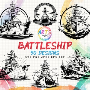 battleship bundle svg png jpeg eps dxf bundle silhouette clipart cricut vector commercial use custom war battleship war ship vector png svg