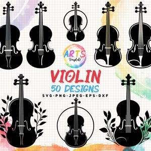 violin bundle svg png jpeg eps dxf bundle silhouette clipart cricut vector commercial use custom violin music instrument art templates svg