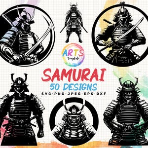 samurai svg bundle svg png jpeg eps dxf bundle silhouette clipart cricut vector commercial use custom samurai warrior art templates samurai
