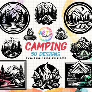 Paquete SVG de camping: Diseños de aventuras en la naturaleza (descarga digital)