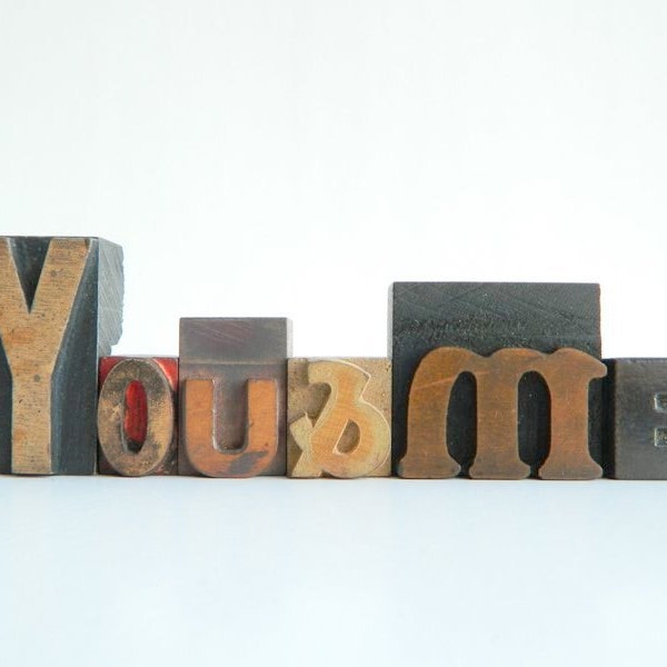 Little Vintage Wood Letterpress Type You and Me