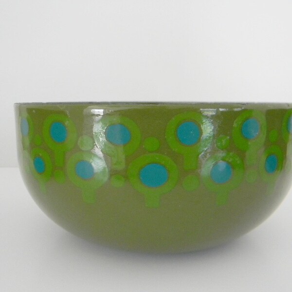 RESERVED TWO Mod Green and Teal Enamel VEFA Bowls