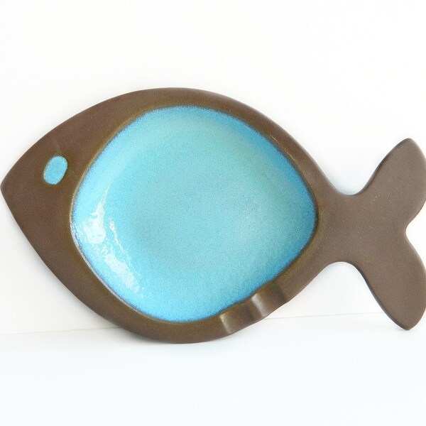 Holt Howard Fish Dish Blue and Brown