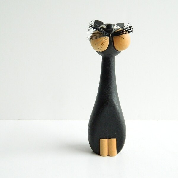 SALE:  Laurids Lonborg Black Wooden Cat from Denmark