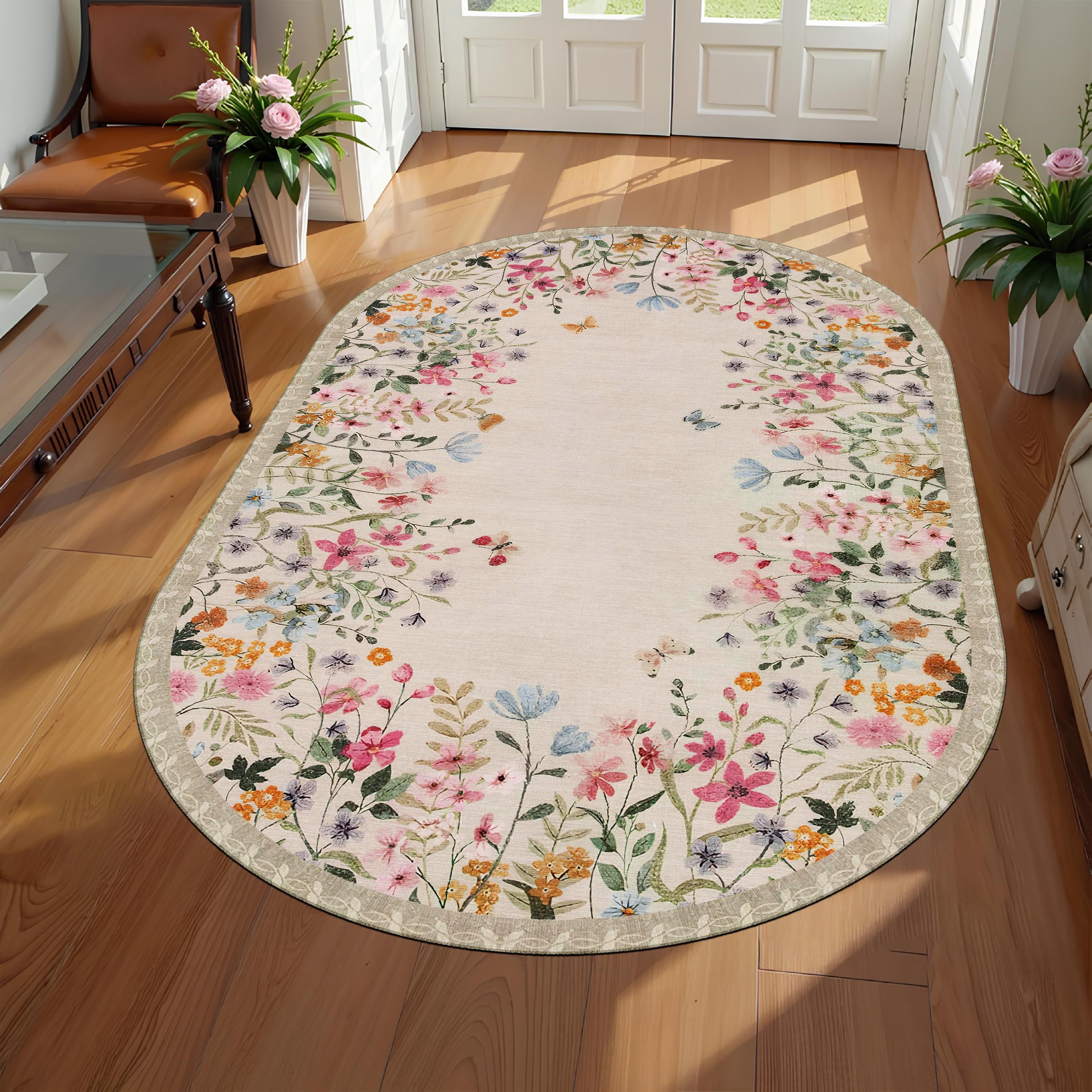 Tapis ovale en laine et viscose rose saumon Ovalia par Joseph Lebon