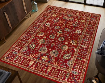 Traditional Style Rug, Antique Look Teppich, Washable Non-Slip Bohemian Area Rug, Turkish Distressed Large Rug 8x10, Rugs for Living Room