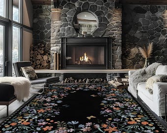 Tapis floral bohème chic et élégant, tapis turc moderne unique, tapis antidérapant lavable, grand tapis vieilli, tapis pour salon et chambre
