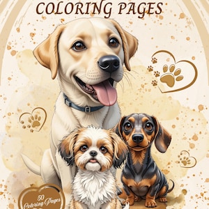 Livre de coloriage races de chiens : 50 pages d'art animalier à imprimer (téléchargement numérique)