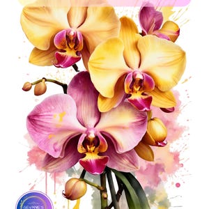Patrón de punto de cruz "Orquídea vibrante" - Descarga digital en PDF para bordado de flores, gráfico de bordado floral en acuarela, PDF instantáneo para decoración del hogar