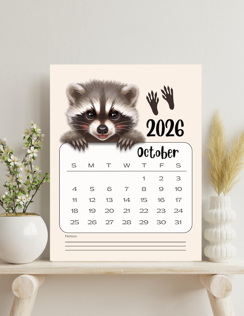 2026 Animal Calendar Printable, Instant Download PDF & PNG - Etsy
