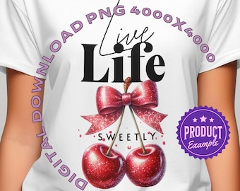 Coquette Cherry Clipart: Summer Fruit PNG, SVG (Digital Download)