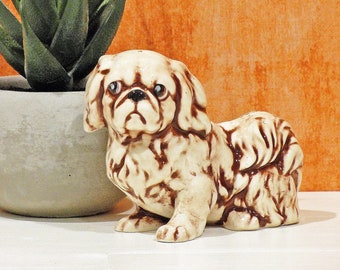 Pekingese Dog Handmade Vintage Style Mid Century Modern Ceramic Dog Puppy Figurine