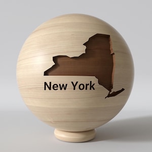 Holz Geschenk New York Karte auf Holzkugel, Modernes Wohnzimmer Dekor, Holz Kunst, Bauernhaus Dekor Einweihungsparty Geschenk, Schreibtisch Dekor, Büro Dekor