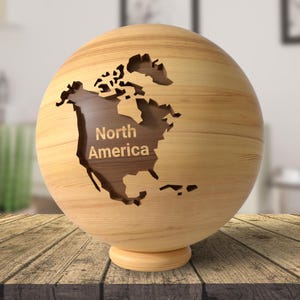 Nordamerika Karte auf Holzkugel, dekorative Holzkugeln, ästhetisches Schreibtisch Dekor, Kaffeetisch Dekor, 3D Holz Kunst Einweihungsparty Geschenk