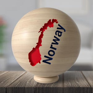 Norwegen Karte auf Globus, Holz Geschenk, Modernes Wohnzimmer Dekor, Holz Kunst Kaffeetisch Dekor, Schreibtisch Dekor, Büro Dekor, Einweihungsparty Geschenk