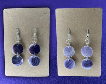 Orecchini Wampum a doppio disco dei nativi americani con pendenti in argento
