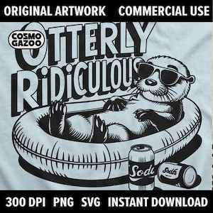 Otterly Lächerlich T-Shirt Design - Lustige Retro Otter Grafik für sofortigen Download kommerzielle Nutzung Print On Demand DTG (PNG + SVG-Dateien)