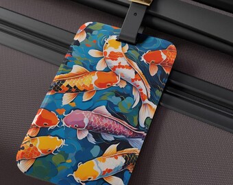Koi Fish Pop Art Luggage Tag - Travel Lover Gift, Suitcase Identifier, Pop Art Design, Vacation Accessory, Baggage Label, Traveler Essential