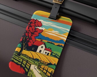Farm Pop Art Luggage Tag - Travel Lover Gift, Suitcase Identifier, Pop Art Design, Vacation Accessory, Bag Label, Travel Essential, Country