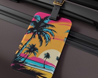 Beach Pop Art Luggage Tag - Travel Lover Gift, Suitcase Identifier, Pop Art Design, Vacation Accessory, Baggage Label, Traveler Essential