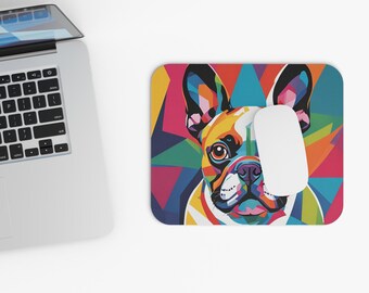 Pop Art French Bulldog Mouse Pad, Bright Colorful Office Decor, Fun Office Supplies, Gift for Dog Lovers, Frenchie Gift, Frenchie Mom Dad