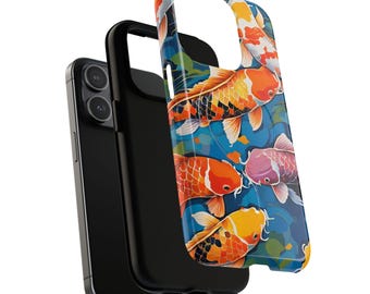 Koi Fish Pop Art iPhone Case, iPhone 16 15 14 Pro Plus Pro Max Magnetic Case, Fish Lover Gift, Koi Phone Case, Gift for Her, Japanese Style
