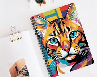 Bengal Cat Pop Art Spiral Notebook - Ruled Line, Writing Journal, Notepad, School Supplies, Gift for Cat Lover, Cat Mom, Bengal Cat Mom