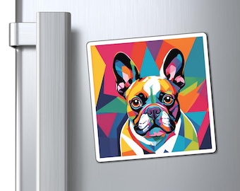 French Bulldog Dog Magnet, Colorful Pop Art Magnet, Cute Dog Refrigerator Decor, Colorful Gift, Dog Lover Accessories, Frenchie Mom Dad