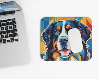 Pop Art Bernese Mountain Dog Mouse Pad, Bright Colorful Office Decor, Fun Office Supplies, Gift for Dog Lovers, Bernese Mt Dog Gift, BMD