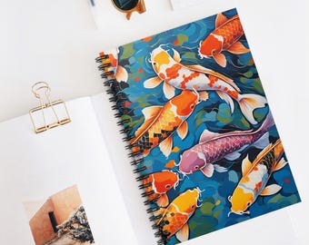 Pop Art Koi Fish Notebook - Ruled Line, Spiral Journal, School Planner, Colorful Writing Pad, Ocean Animal Diary