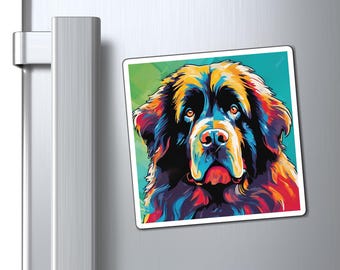 Newfoundland Dog Magnet, Colorful Pop Art Magnet, Cute Dog Refrigerator Decor, Fun Newfie Gift, Dog Lover Accessories, Newfie Mom Dad