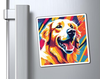 Golden Retriever Dog Magnet, Colorful Pop Art Magnet, Cute Dog Refrigerator Decor, Fun Golden Gift, Dog Lover Accessories, Golden Mom Dad