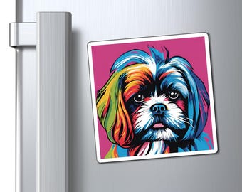 Shih Tzu Dog Magnet, Colorful Pop Art Magnet, Cute Dog Refrigerator Decor, Fun Shih Tzu Gift, Dog Lover Accessories, Shihtzu Mom